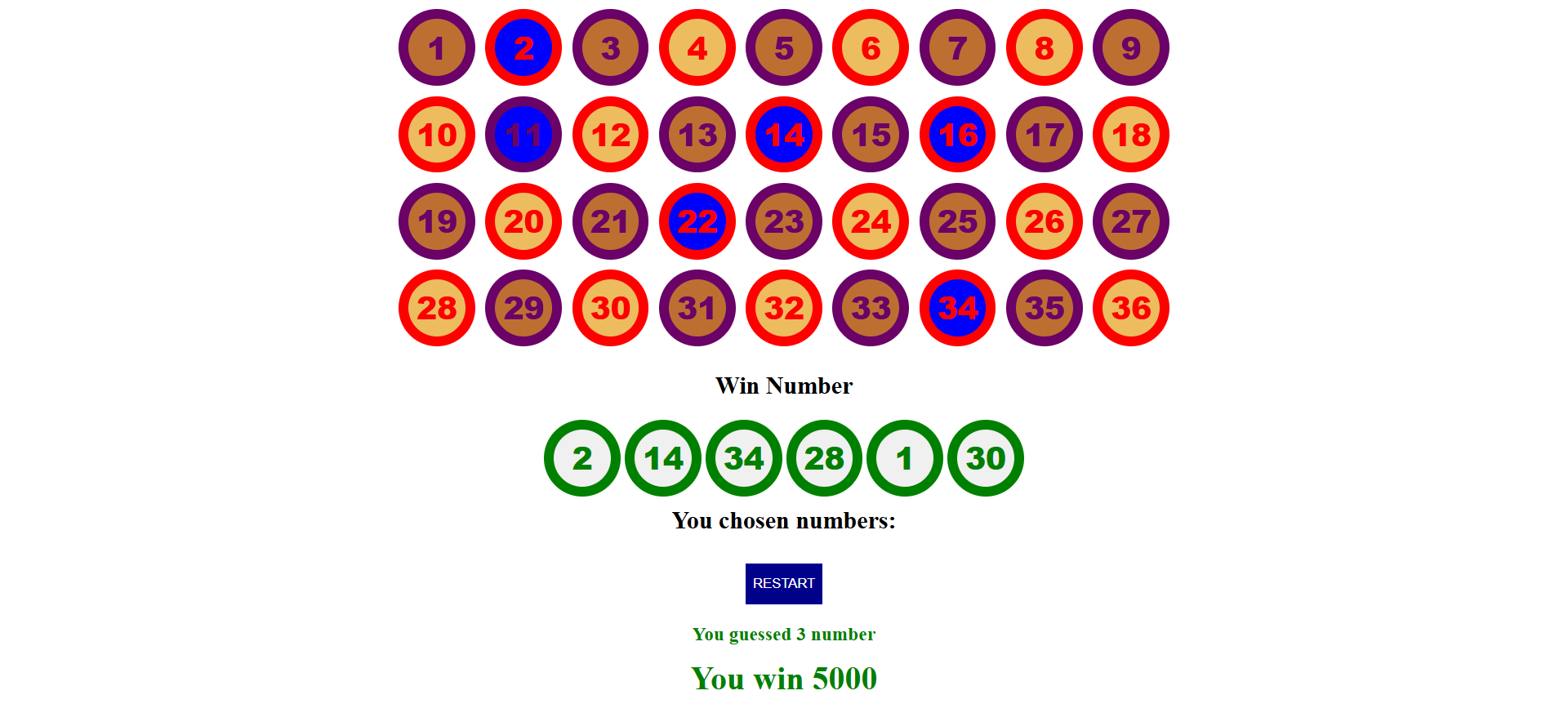 Lotto game