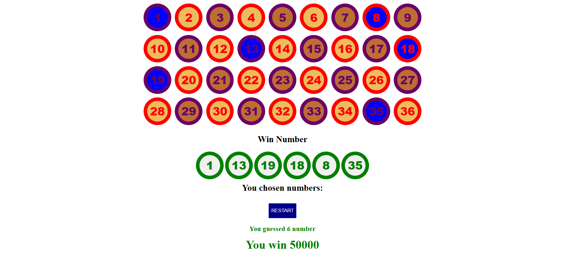 Lotto game
